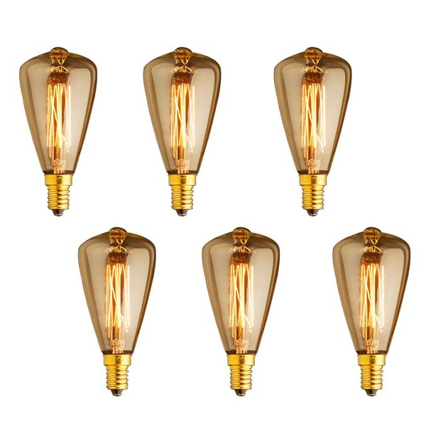 Vintage Edison Light Bulbs Dimmable, E12 40W ST48 Candelabra Incandescent Bulbs, 2200K Amber Warm ST48 Squirrel Cage Lights Warm Decorate Restaurant Coffee Shop Kitchen, 110V (6-Pack)