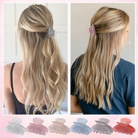 HAIMEIKANG 6 Pcs Small Acrylic Hair Claw Clips for Women and Girls - Mini Hair Clips for Thin/Medium Fine Hair, Non-slip Jaw Clips