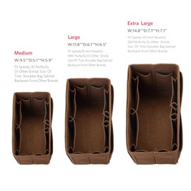 ZTUJO Felt Purse Organizer, Multi Pocket Bag in Bag Organizer For Tote & Handbag Shaper, Speedy 30, Speedy 35 and Speedy 40, Large, Coffee