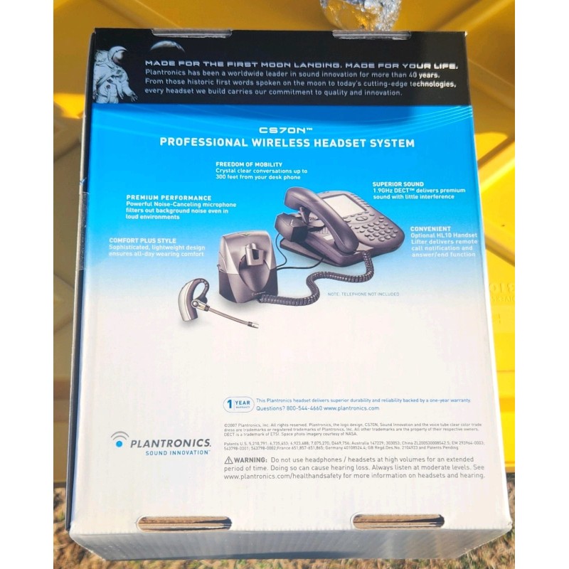 Plantronics Wireless CS70N/HL10 Silver Ear-Hook Headset
