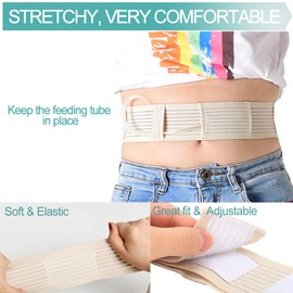 Soft Breathable Peritoneal Dialysis Belt Adjustable PD Catheter Holder Accessories Discreet for Safety Secure Transfer Set Peg Feeding Tube Supplies Men Women Beige Large