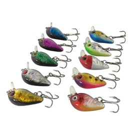 Orurdo qb100044a01n0 Fishing Tackle 1.5g Micro Crank, 10 Colors, 10-Piece Set, Crankbait Lure Set, For Mountain Stream and Tube Fishing