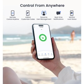 Veise VE017G Wi-Fi Keyless Entry Door Lock with Fingerprint, Remote App Control, Smart Locks for Front Door, Electronic Keypad Deadbolt, Auto Locking, Waterproof, Easy to Install, Satin Nickel