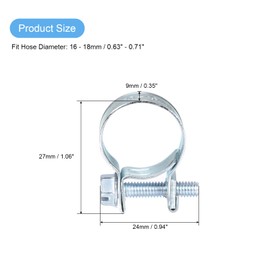 uxcell 25Pcs Fuel Line Pipe Hose Clamp Clip, 16-18mm Fuel Injection Hose Clamp Adjustable Pipe Hose Clip Tube Clamps for Plumbing Automotive and Industrial