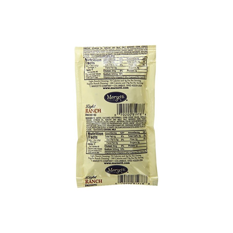 Marzetti Ranch Dressing, Light, 1.5 Ounce (Pack of 60)