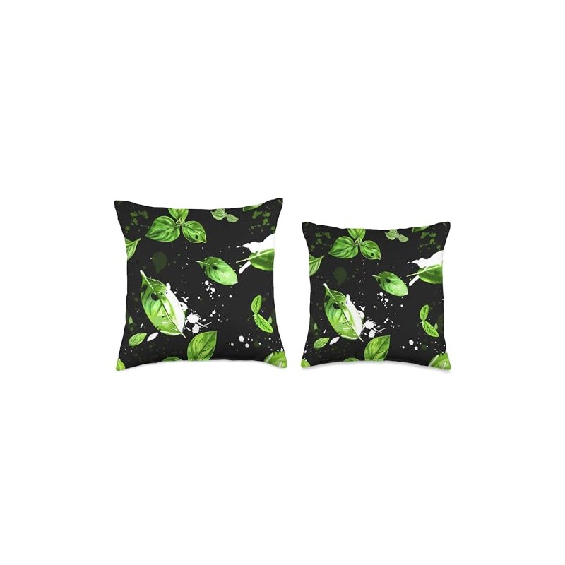 Basil Leaves Abstract Color Splash Throw Pillow