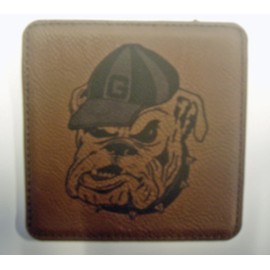 GFSF University of Georgia Bulldogs Engraved Leather 4"x4" Coaster