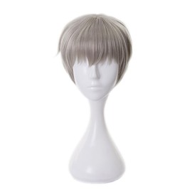 Aadesso Anime JJK Inumaki Toge Short Straight Grey Cosplay Wig Synthetic Hair With Wig Cap