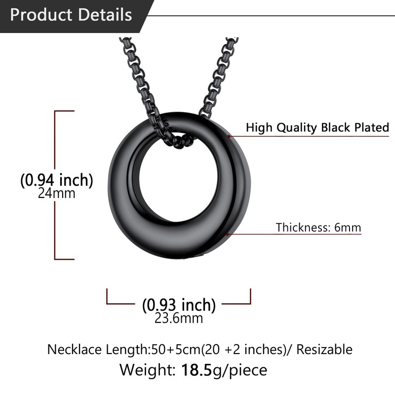 U7 Ashes Necklace For Women Men Black Ash Pendant Urn
