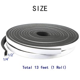 High Density Foam Tape Waterproof Sealing Strip CR Strips Neoprene Single-Sided Adhesive EVA Seal 1/2" X 1/4" X 13Ft