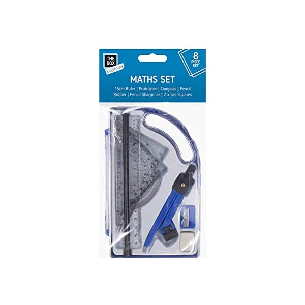 8 Piece Maths Set, Geometry Compasses Set Includes School Protractor,