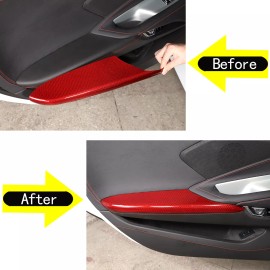 auguisy-motortrim Red Real Carbon Fiber Inner Door Armrest Panel Trim Fit For Corvette C8 2020-up