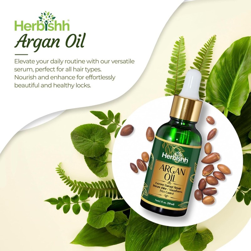 Herbishh Black Hair Dye Shampoo 200ml + Argan Oil 30ml
