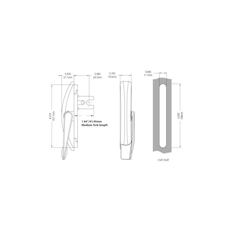 ACME window hardware Multi Point Locking Handle, Medium Fork Length,
