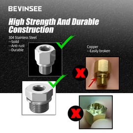 Bevinsee LS Swap Oil Pressure Sensor Adapter M16x1.5 to 1/8 NPT & Cooling Agent Temp Sensor M12x1.5 to 1/8 NPT Stainless Steel for LS1 LS2 LS3 LS7 LSX LS Engine 5.3L 6.0L 6.2L