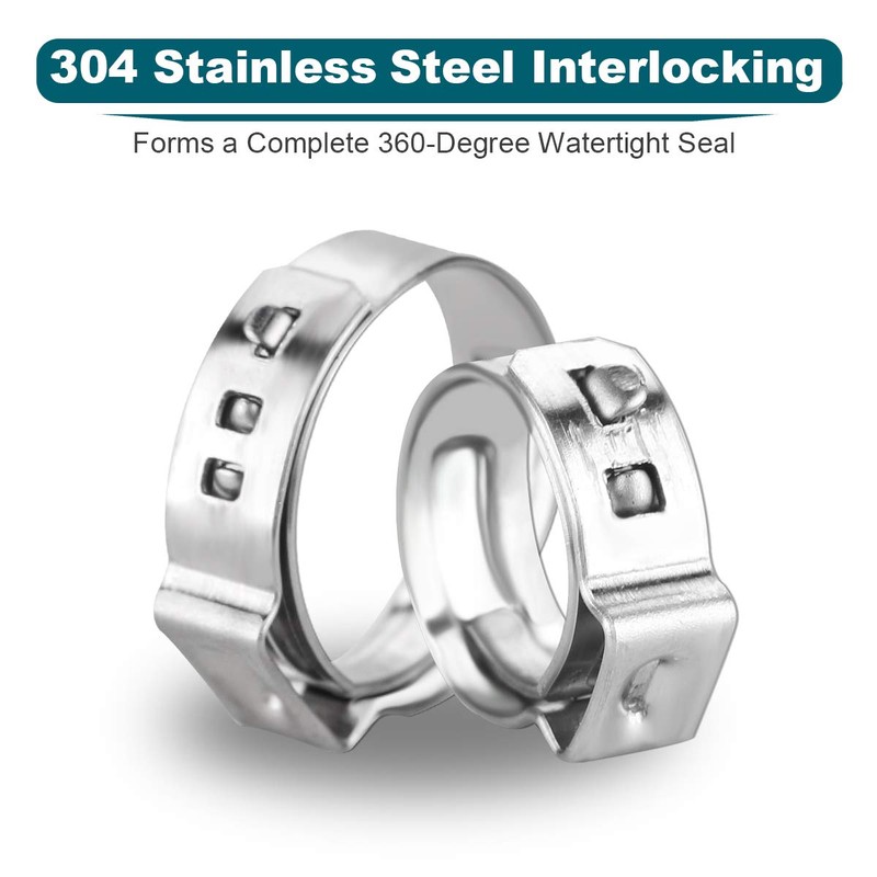LOKMAN 50 Pack 1/2 Inch PEX Cinch Clamps, Stainless Steel