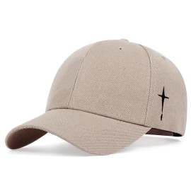 Unbranded Catholic Christian Cross Jesus Embroidery Tan Khaki Cap Hat Baseball Water Drop