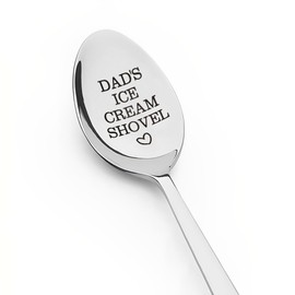 Dad’s Ice Cream Spoon Gifts for Daddy Fathers Dad Christmas Birthday Gifts from Daughter Son Engraved Stainless Steel Dessert Spoons Fun Gifts for Daddy Dad Who Has Everything Ice Cream Gifts for Men