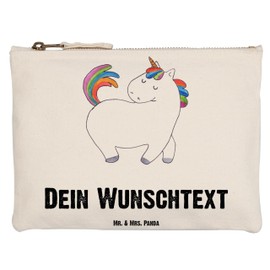 Mr. & Mrs. Panda Personalisierte Schminktasche Einhorn Stolzieren Grösse XL Große - Personalisierte Geschenke, Personalisiertes Kosmetiketui,
