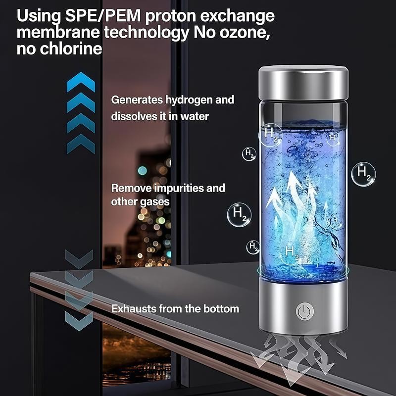 Hydrogen Water Bottles-420ml Hydrogen WaterBottle Generator with SPE PEM Technology,Rechargeable