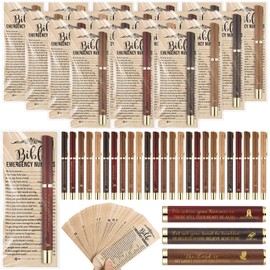 Feifeiya 25 Sets Christmas Christian Gifts Bulk Bible Emergency Numbers Scripture Bookmarks and Religious Pen Gospel Tracts Bible Verse Pen Christian Bookmark for Women Church Sunday School Supplies