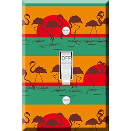 Toggle Wallplate, Single Light Switch Cover Plate - Pattern of flamingos at sunset or sunrise