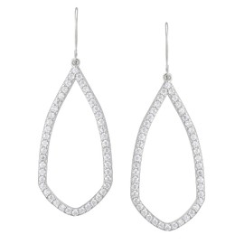 SWEETV FRAME EARRINGS F05, Silver Cubic Zirconia Dangle Earrings for Women, Hook Infinity Rhinestone Teardrop Dangle Hoop Earrings for Wedding Bridal Prom Formal Party Gifts