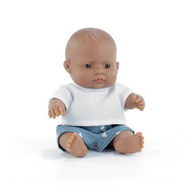 Miniland Bambola latinoamericana maschio di 21cm. Realizzata in Spagna con aroma di vaniglia. Anatomicamente corretta. Collezione My Friends & Me