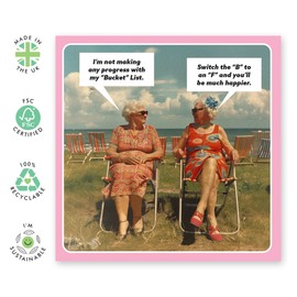 Central 23 Funny Retro Card For Women - Bucket List - Hilarious Birthday Greeting Cards For Sister Cousin Nana Mum - Best Friend Birthday Card - Comes With Stickers