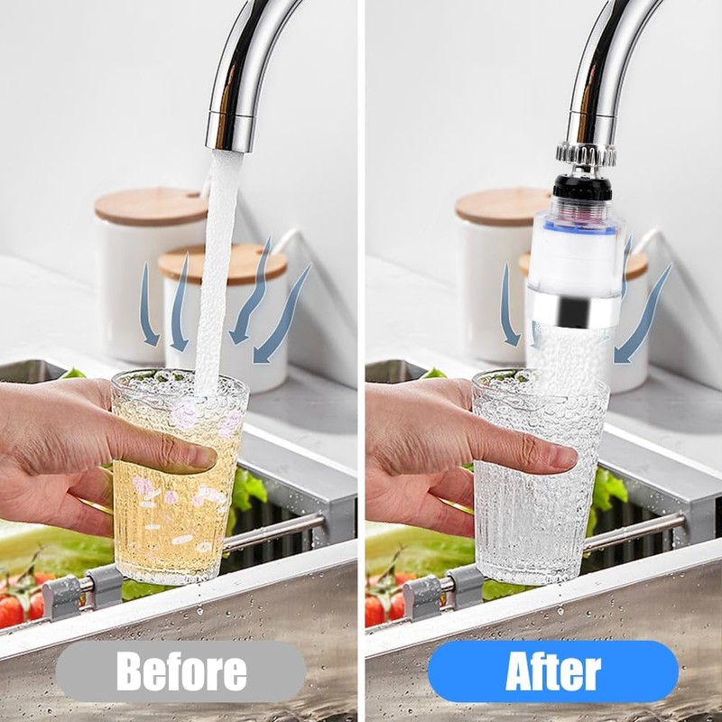 LOMUG Tap Filter, 360° Water Filter Tap with 6 Pieces