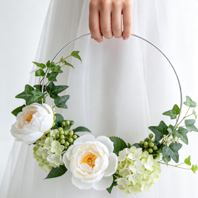 SENJEOK 20 Pack 12 Inch (30cm) Silver Floral Hoop, Metal