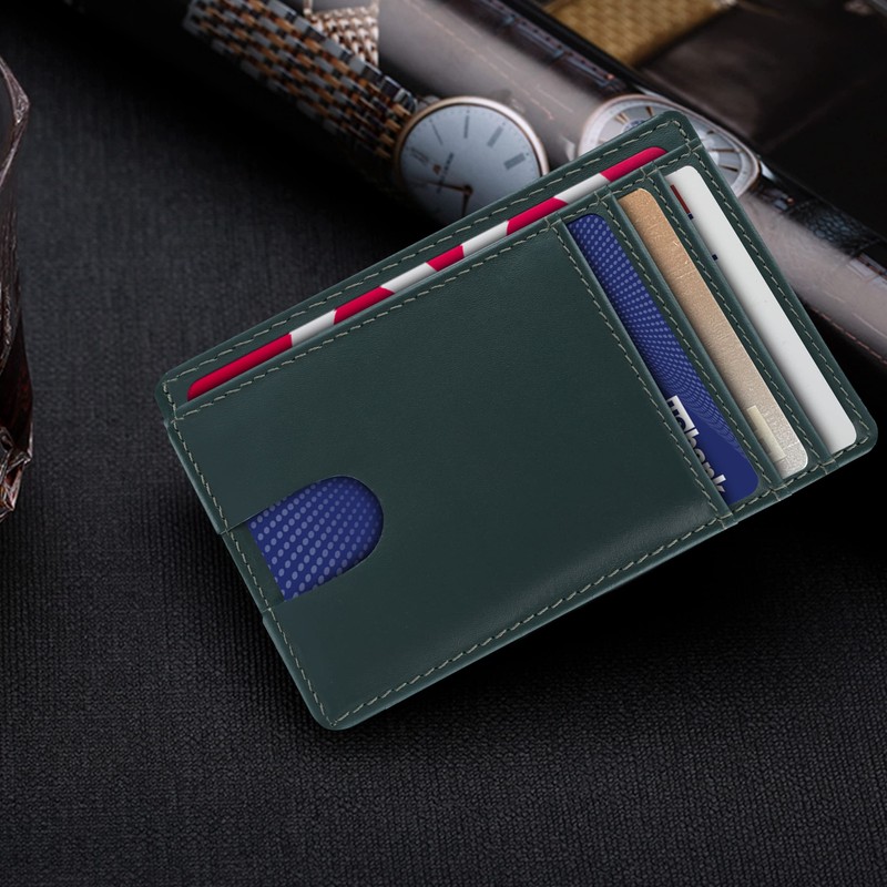AMEHA Men's Minimalist Slim Wallet Front Pocket Genuine Leather RFID