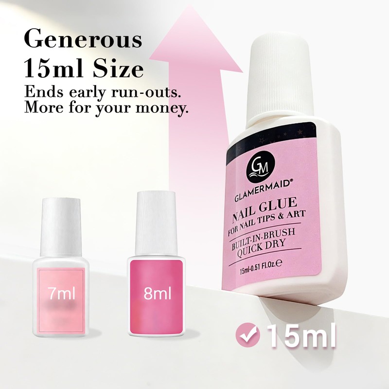 GLAMERMAID Nail Glue for Press Ons Nails 15ml, 28 Days