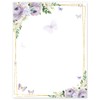 FYSUIMU 60 Sheets Floral Butterfly Stationery Letterhead Paper Watercolor Lavender
