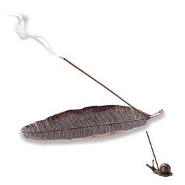 TUMETINSS Incense Stand, Incense Stand, Altar Plate, Multi-functional, Tea Ceremony, Study Room, Coffee Shop (Tree Leaf Type) (With Snail) (Red Copper (Large)