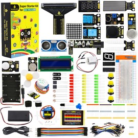 KEYESTUDIO Super Starter Kit para Microbit V2 V1.5 STEM Learning|Sin tablero de Micro:Bit, Tutorial de 40 lecciones, con tabla T-Breakout, tabla de pan, visualización LCD, etc. Kit educativo para