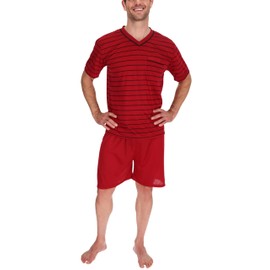 Schuerzenfabrik - Men's Short Sleeve and Long Sleeve Pyjamas Size M to XXXL, Pyjamas short-burgundy, 3XL