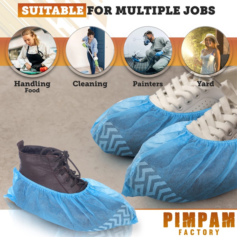 PimPam Factory - (Pack of 100) Non-Slip Plastic Shoe Covers