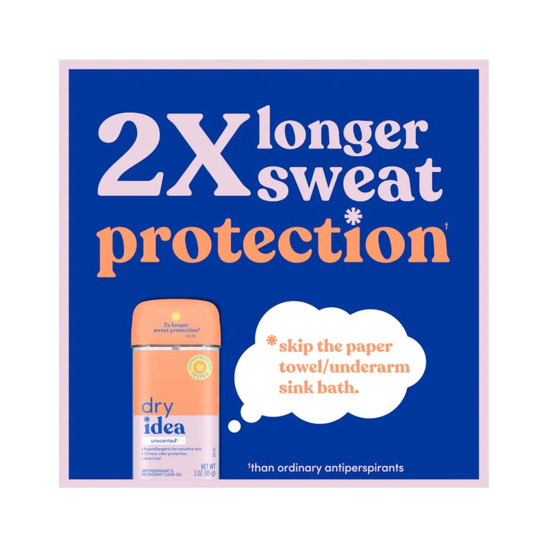 Dry Idea Clear Unscented Antiperspirant Deodorant Gel, 3 Ounce (Pack