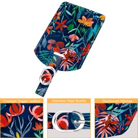 [2 Pieces] Fintie Faux Leather Luggage Tag ID Tag with Address Tag Name Plate for Travel Bag Suitcase Jungle Night