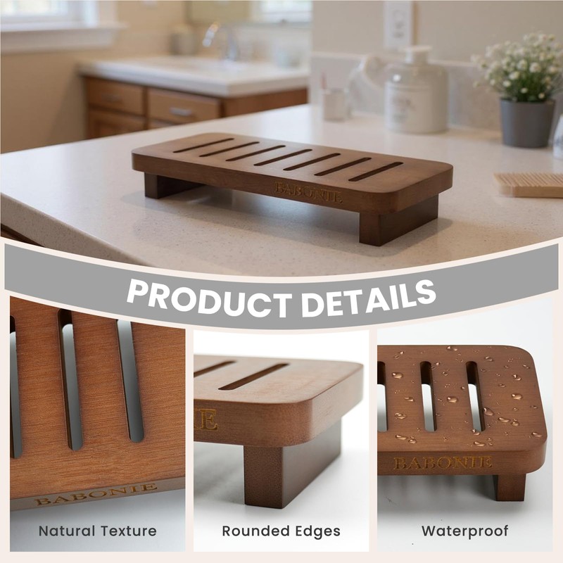 Farmhouse Wood Tray Pedestal Stand for Kitchen Decor Counter,Walnut Dishes