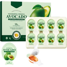 Face Masks Pack of 8, Avocado Mask, Moisturising Sleep Mask, Avocado Nourishing Anti-Wrinkle Firming Sleep Mask, Individually Packed Face Mask for Deep Hydration, Anti-Wrinkle Nourishing