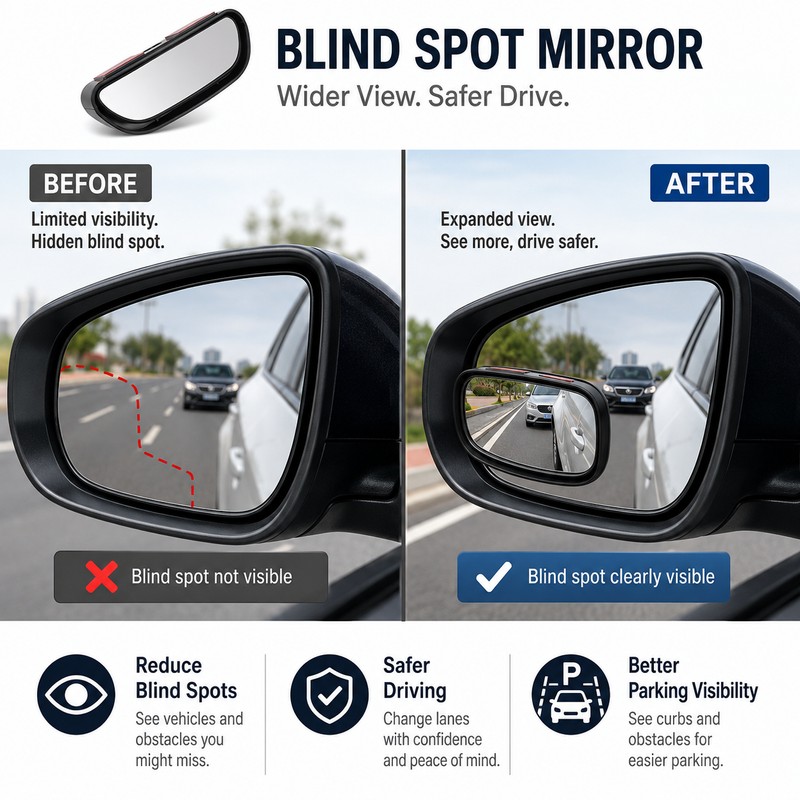 Blind Spot Mirror for Cars – Adjustable Wide-Angle Convex Mirror