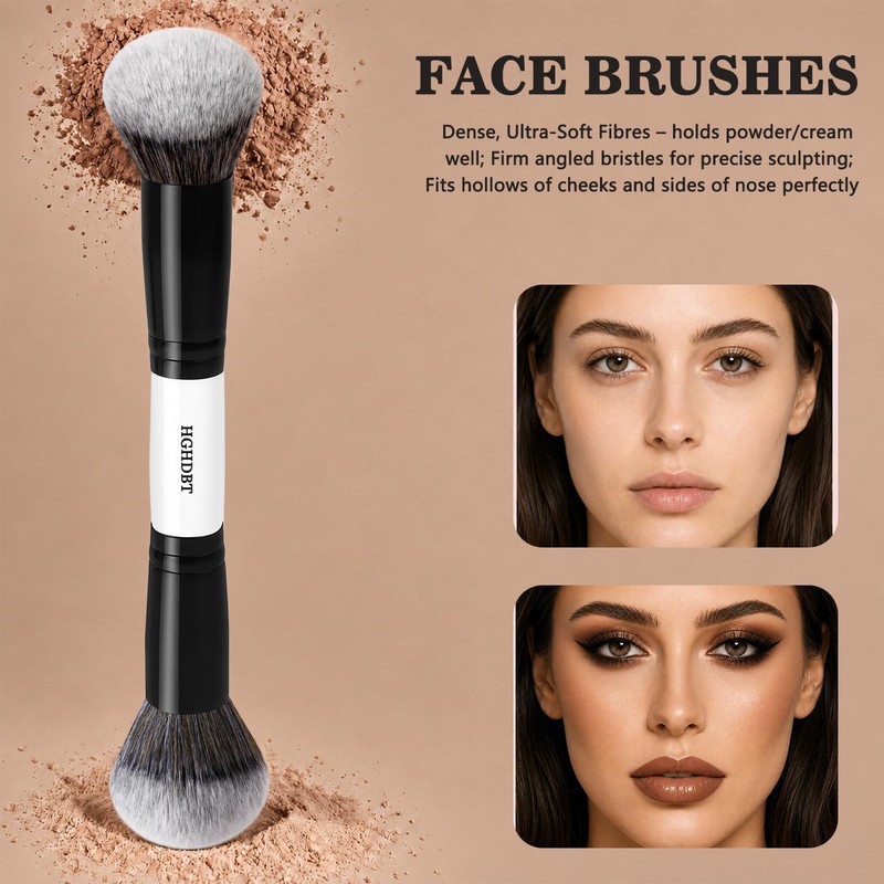20Pcs Black White Makeup Brushes Set Professional with Case Premium