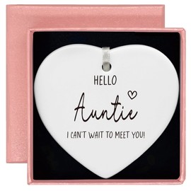 Hello Auntie I Can't Wait to Meet You-Promoted to Aunt-Pregnancy Announcement Gift-Surprise Gifts for Aunt,Sister,Sister in Law,Friends-Baby Reveal Gifts Heart Shaped Ornament