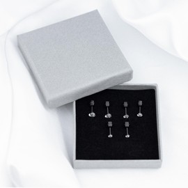 Mochity 3-5 Pairs of Earrings Set for Men and Women, Hypoallergenic Earrings, Gold Sliver Black, 316L Stainless Steel Cubic Zirconia Stud Earrings, Sleep Earring Stud Earrings 2/3/4/5/6 mm, Stainless