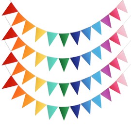 AULEGE 4 Strings 48PCS Rainbow Pennant Banner Flags- Colorful Triangle Felt Banner Kit with 8.2ft Ribbon-Vibrant Party Decorations for Weddings/Birthdays/Christmas/Festive Events(Rainbow Colors)