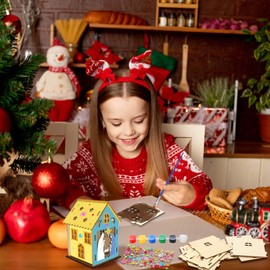 WEDNOK 7 Sets Jesus House Craft Set Children Christmas Wooden Construction Kit 3D Jesus Creative Sets Pumpkin Wooden Construction Kit Craft DIY Wooden Craft Set for Painting for Boys Girls