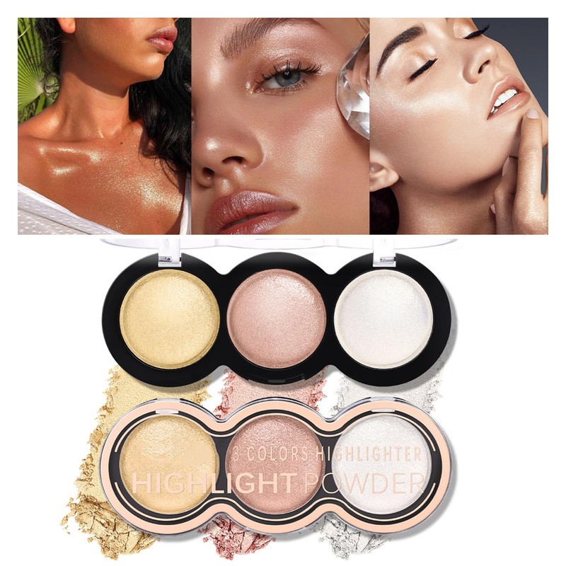Eazerom 01 3 Colours Blush Contour Highlighter Makeup Palette with