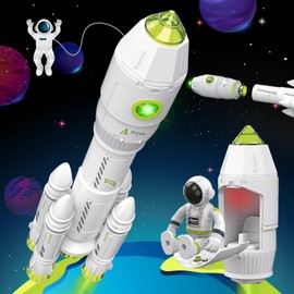 MOBIUS Toys Space Adventure Playset - STEM Rocket Ship with Astronaut Figures, Detachable Shuttle & Rover - Educational Space Exploration Toy for Kids Ages 3–8, Imaginative Learning Gift